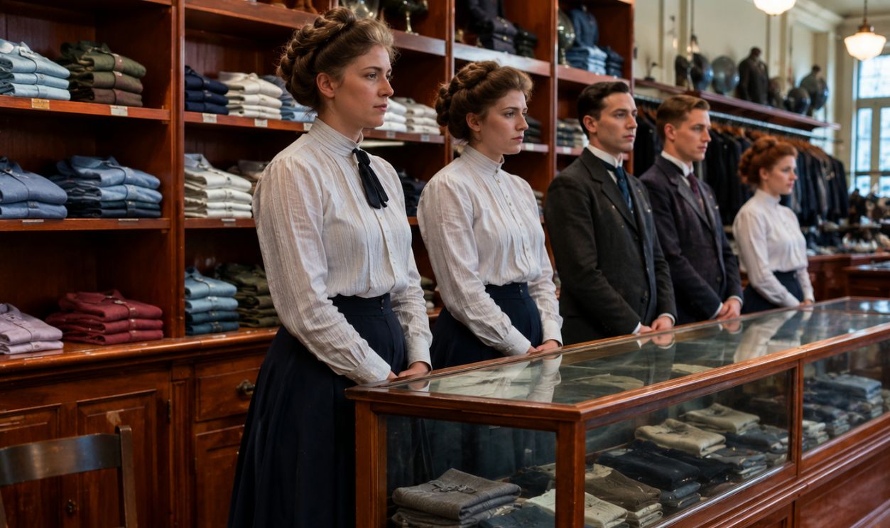 Vintage department store employee lineup