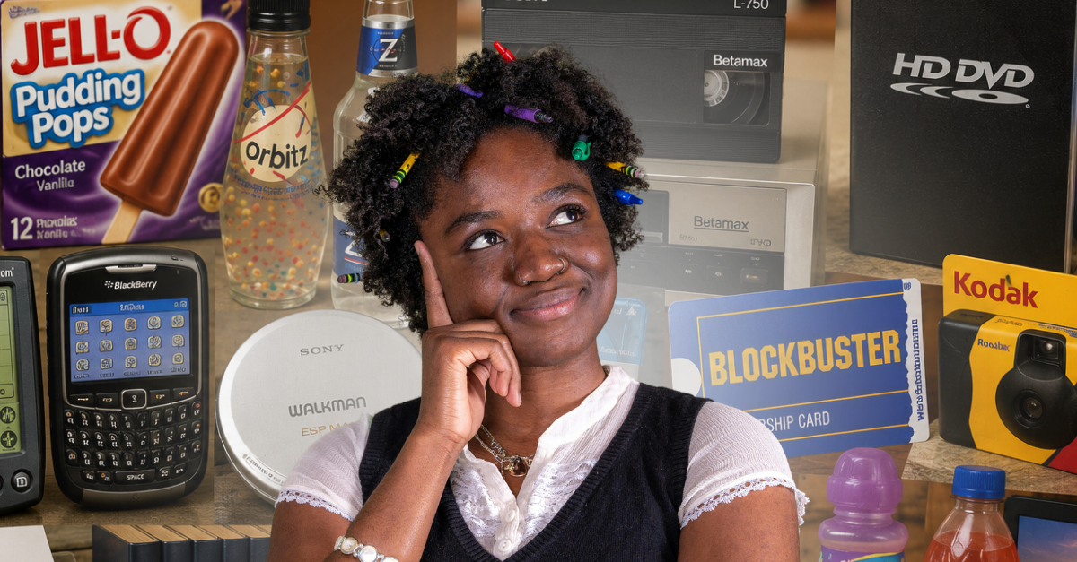 girl thinking about old products