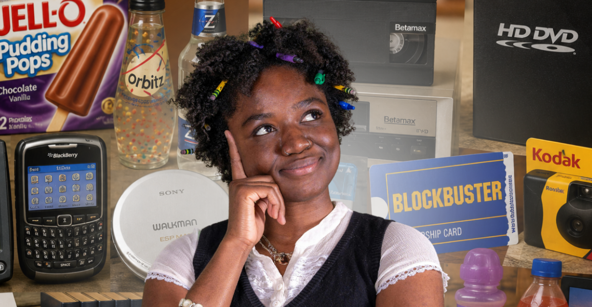 girl thinking about old products
