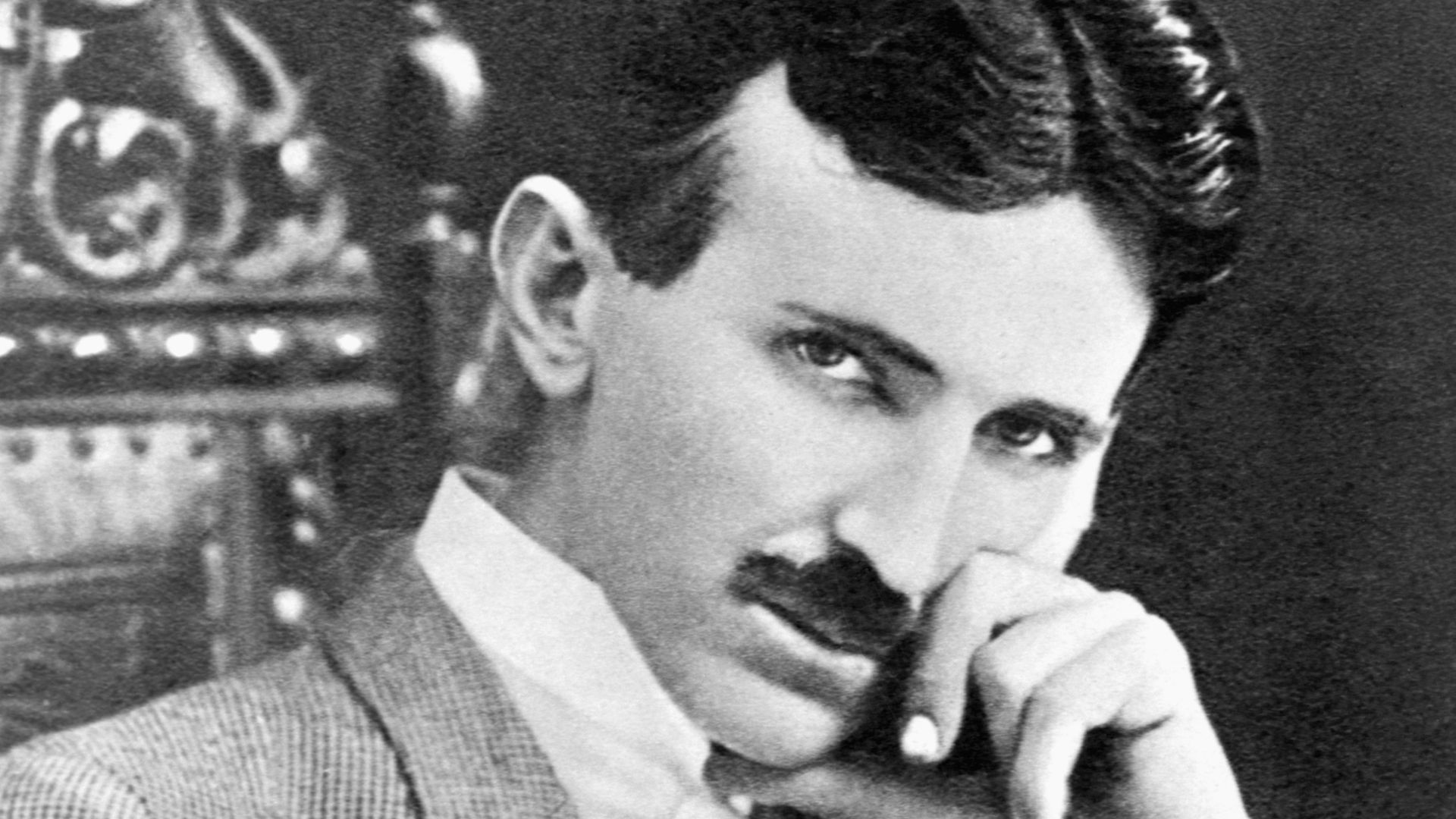 A photograph of Nikola Tesla (1856-1943) at age 40.