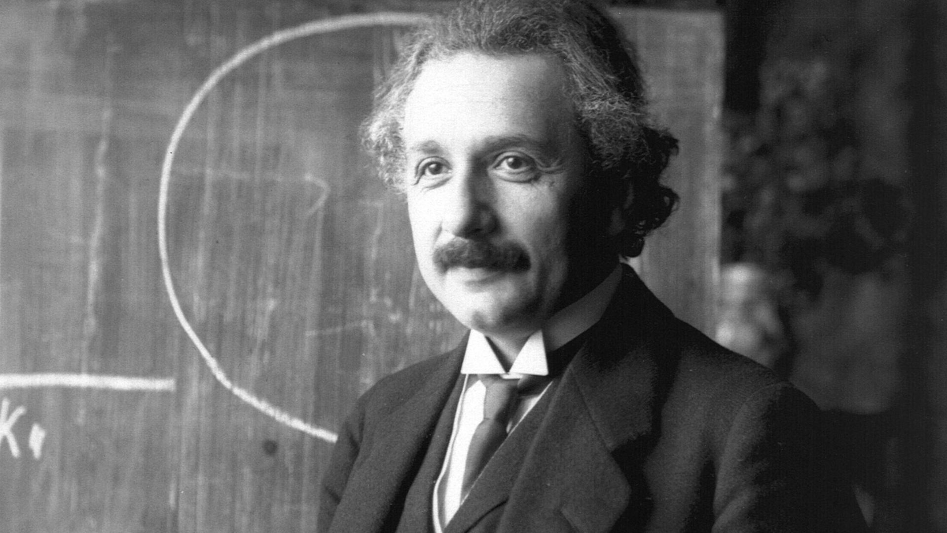 Albert Einstein during a lecture in Vienna in 1921.