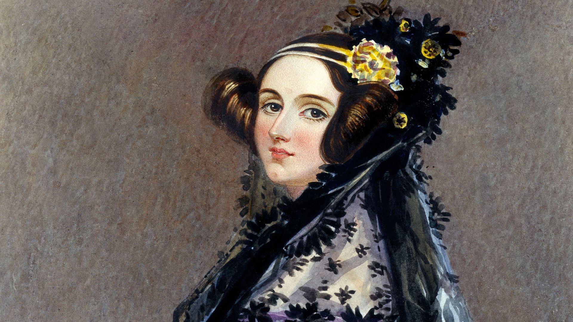 Watercolor portrait of Ada King, Countess of Lovelace (Ada Lovelace)