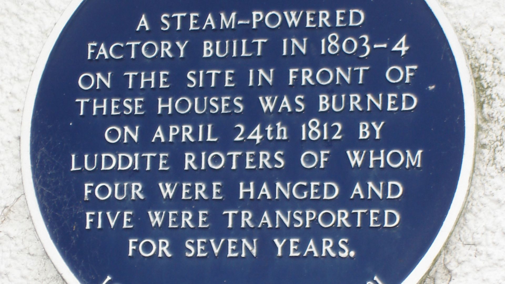 Blue plaque on cottage, Mill Street, Westhoughton