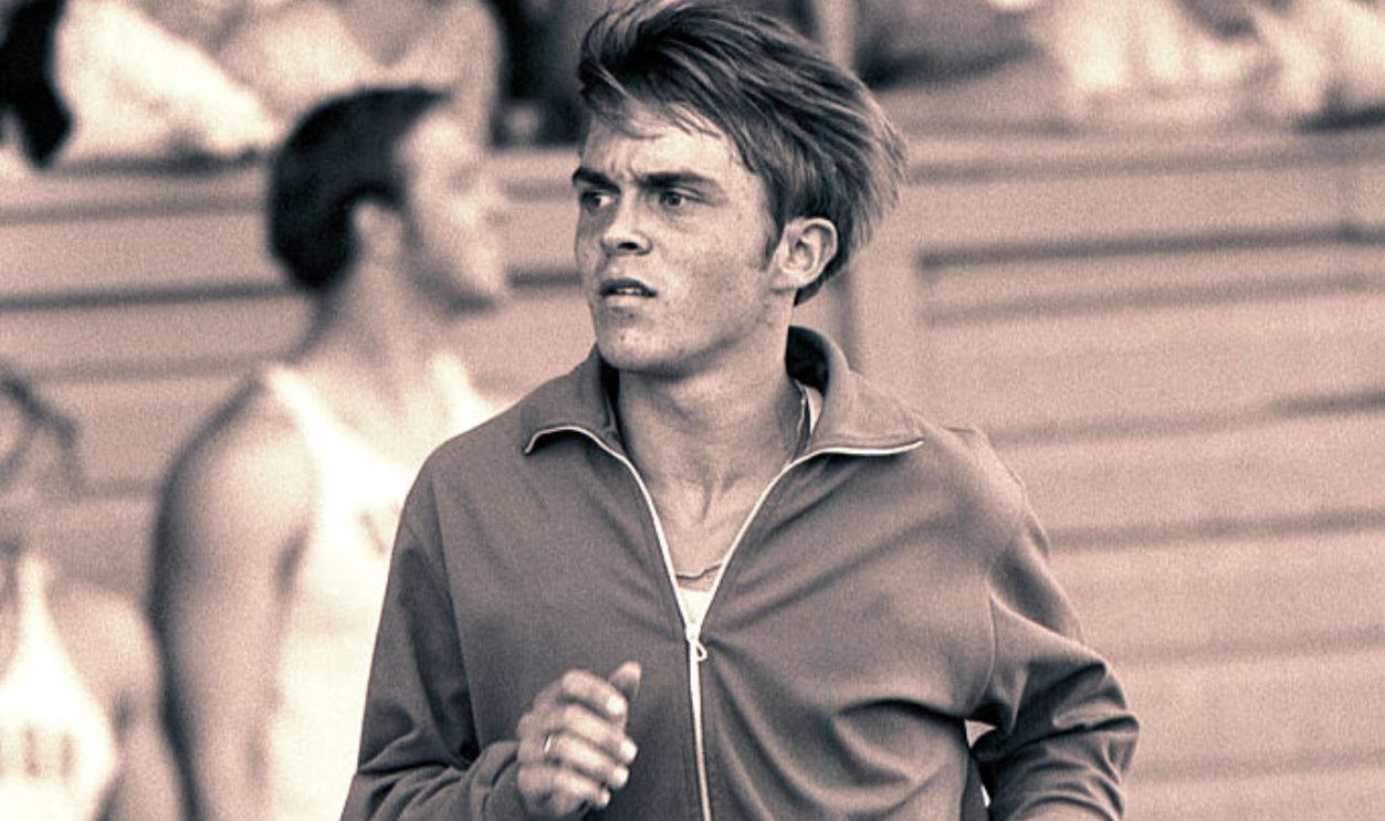 EUGENE, OREGON - JUNE 1970: University of Oregon distance runner Steve Prefontaine warms up for a race at the university's Hayward Field in Eugene, Oregon in June of 1970. Prefontaine later set the American record for the 5,000 meters at the 1972 Olympic Trials and competed in the 1972 Olympic Games in Munich, Germany. He died in a tragic single-car auto accident in 1975.