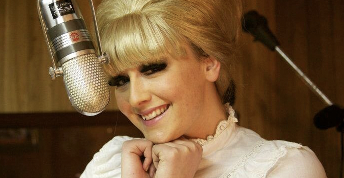 Actress Paige Segal as Dusty Springfield during the making of the film The Soul of Blue Eye.