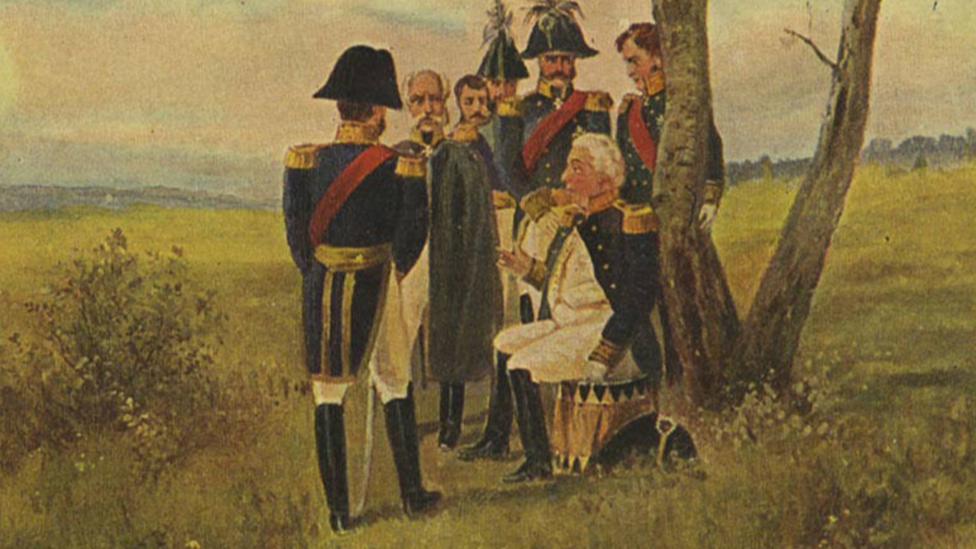Painting of Napoleon in Russia 1812, stamp on back Jolly Joker Club no. 8122 Vodemar Ivanoff, St. Petersburg
