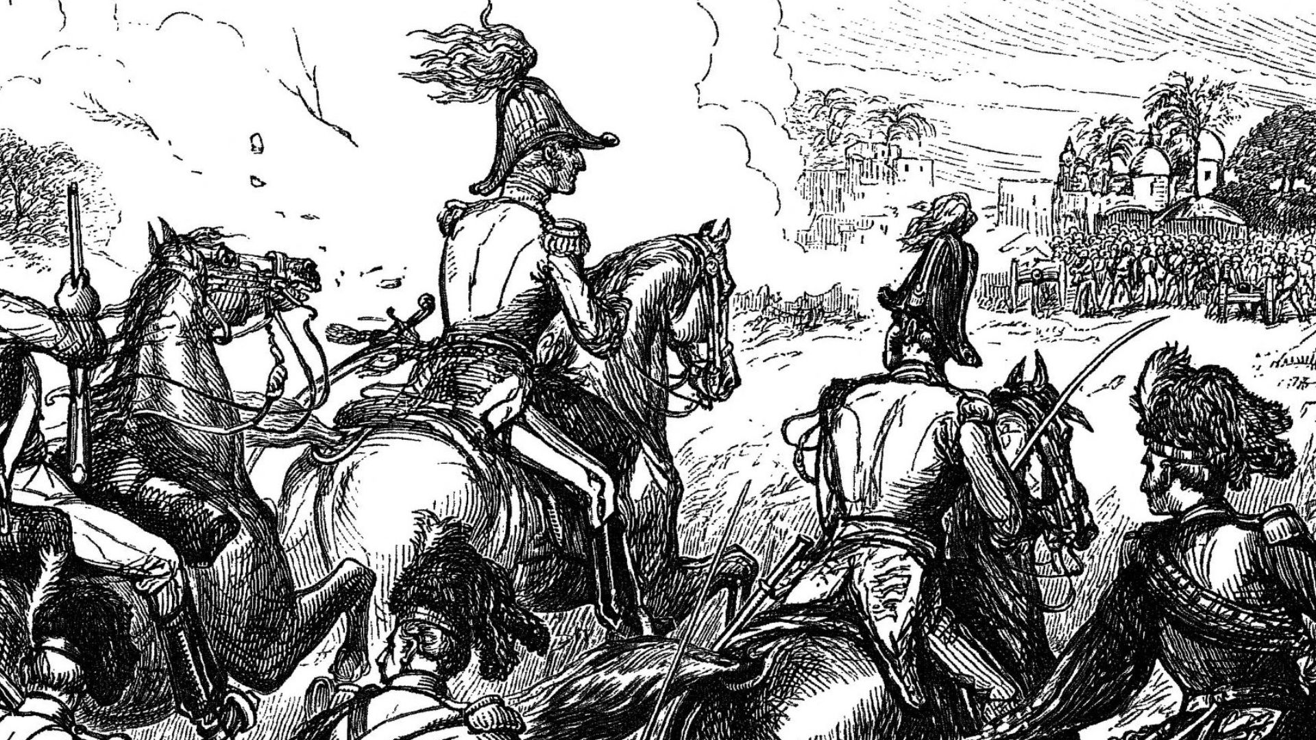 Wellesley fording the Kaitna prior to the battle of Assaye, 1803