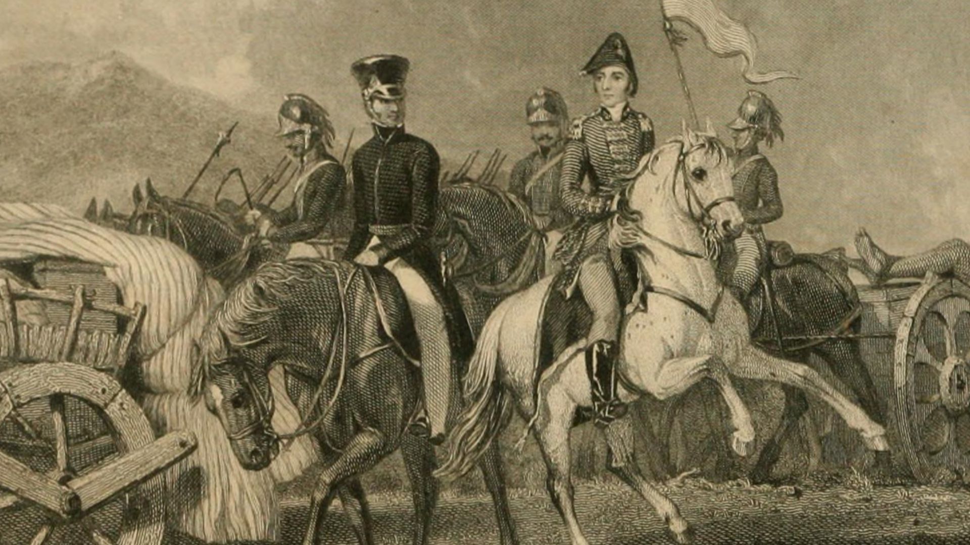 Body of Dhondji Wagh on gun carriage