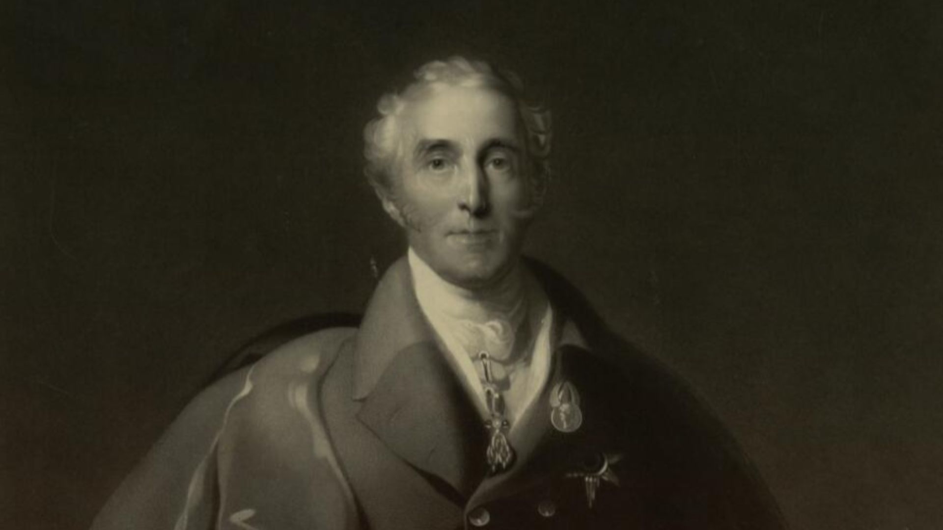 A portrait from the Welsh Portrait Collection at the National Library of Wales. Depicted person:  Arthur Wellesley, 1st Duke of Wellington – British Field Marshal, Prime Minister of the United Kingdom, 1828–1830, 1834 (1769-1852)