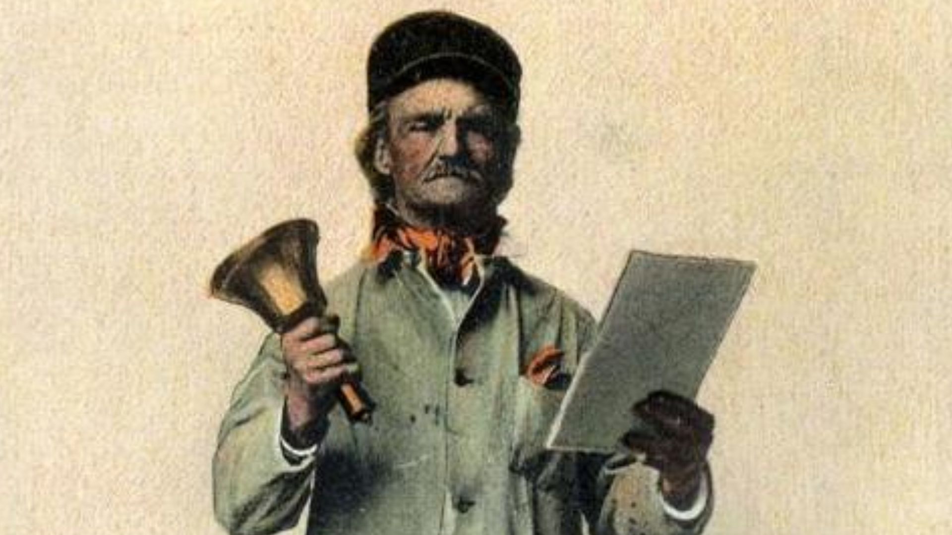 Town Crier, Provincetown, Massachusetts; from a 1909 postcard published by Provincetown Advocate, Provincetown, Massachusetts.