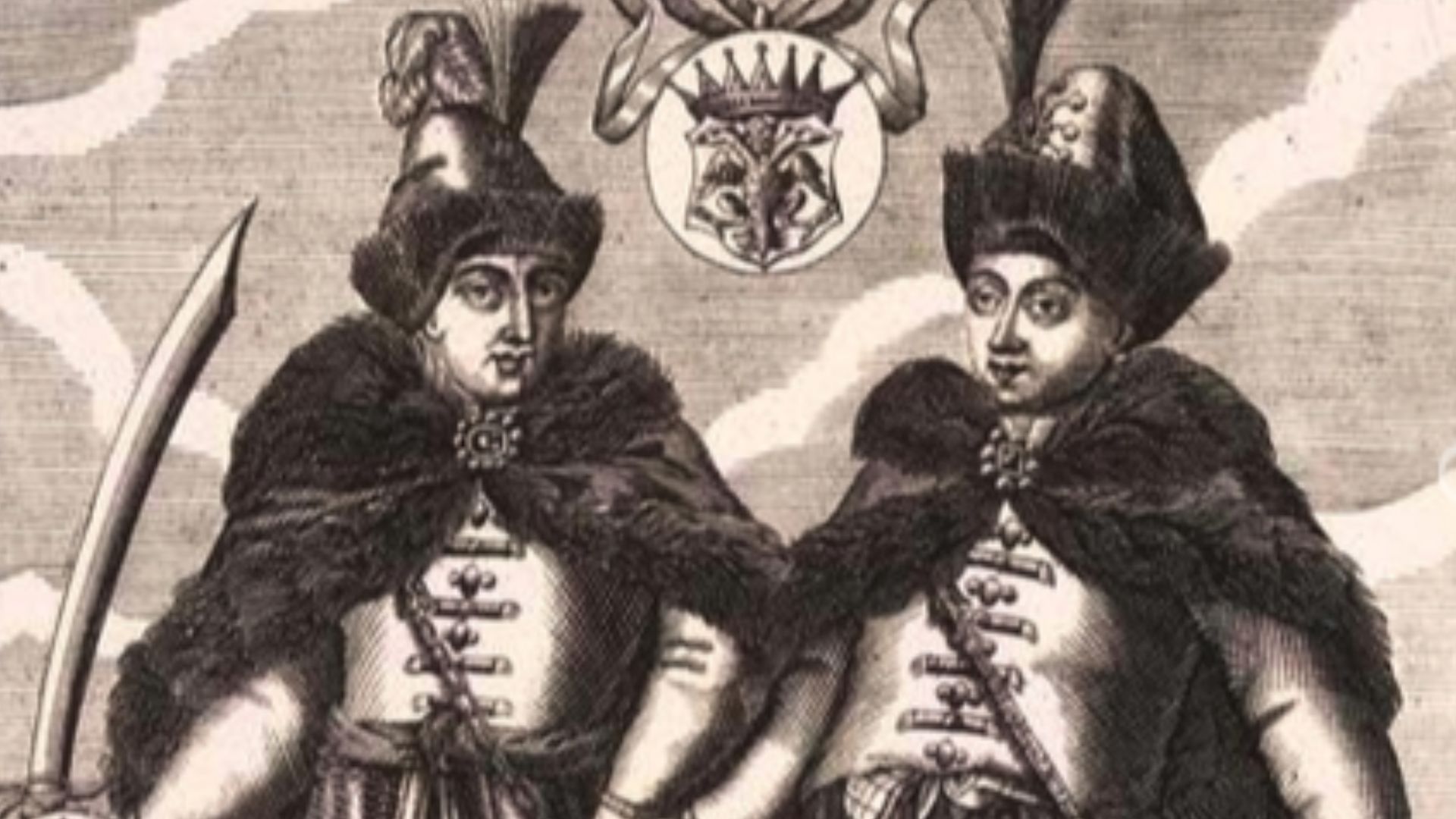 The Tsars Ivan Alexeyevich and Pyotr Alexeyevich of Russia. Copper engraving (State History Museum, Moscow)
Автор: Жоллен
Источник иллюстрации: Морозов А.В. Каталог моего собрания русских гравированных и литографированных портретов. М., 1913?, Т.3.  

Мес