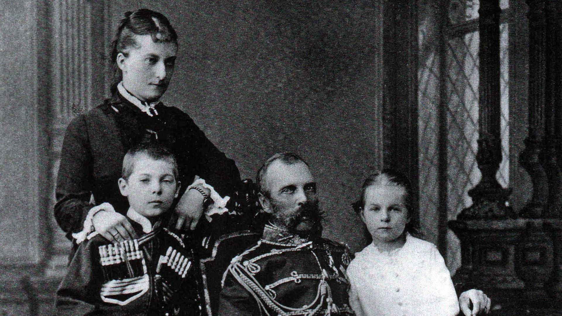 Tsar Alexander II, Princess Catherine Dolgorukova  and their children George and Olga