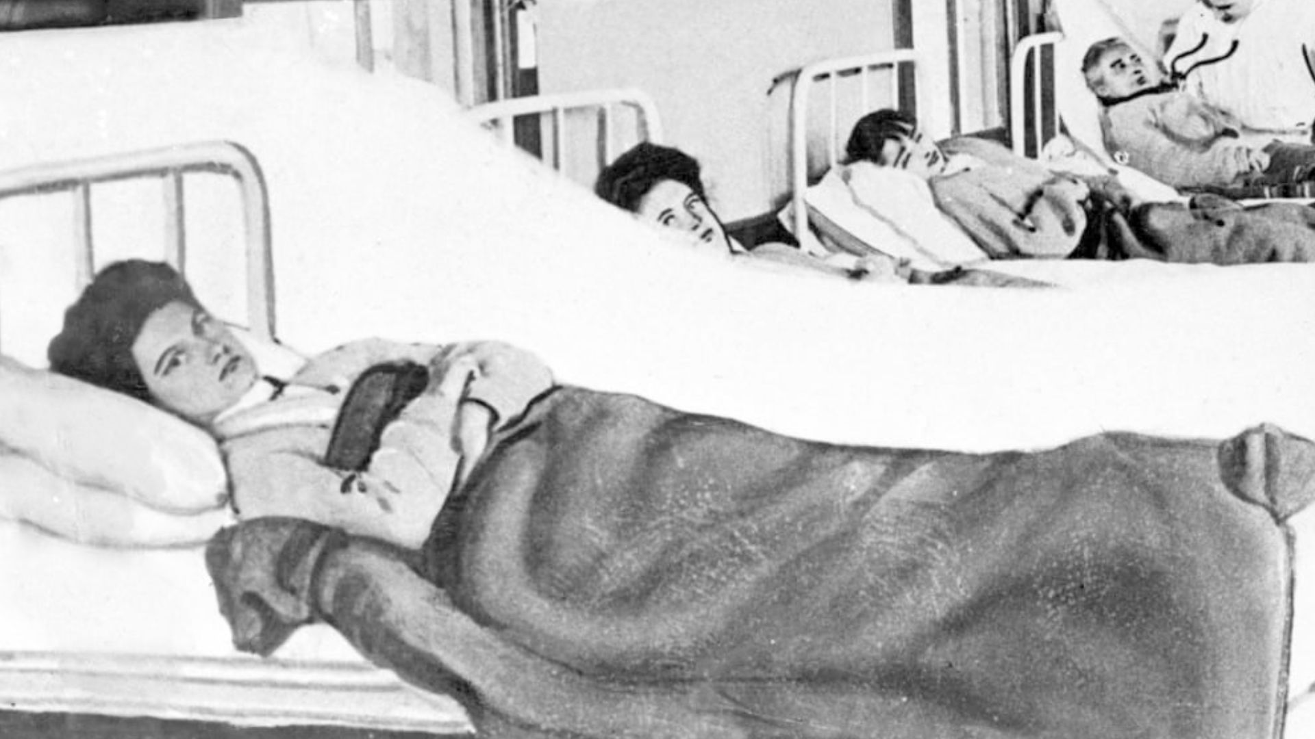 Mary Mallon in a hospital bed. She was forcibly quarantined as a carrier of typhoid fever in 1907 for three years and then again from 1915 until her death in 1938.