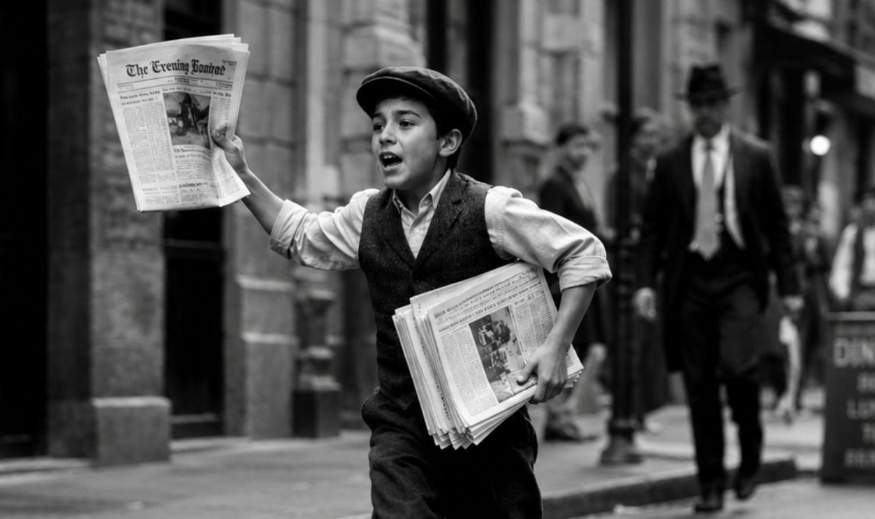 Newspaper copy runner in action