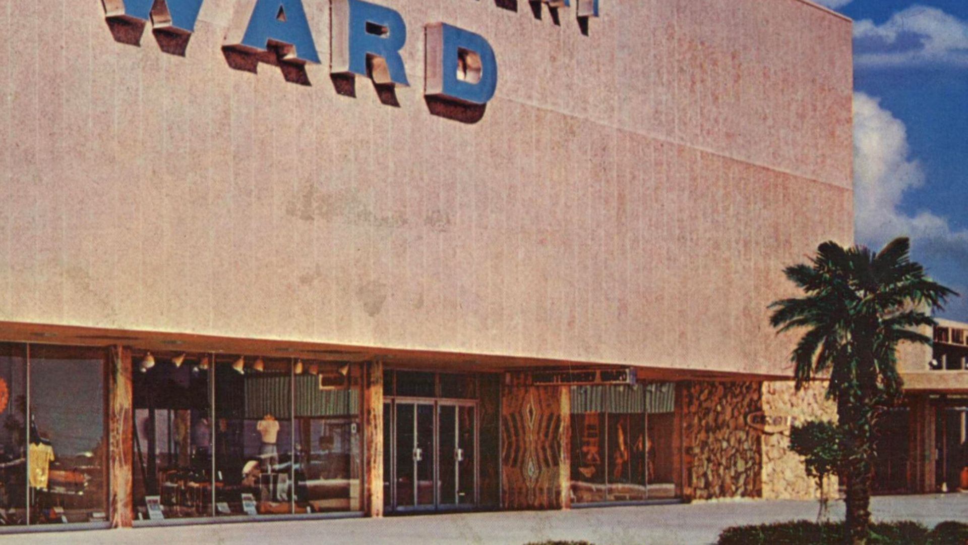 Montgomery Ward retail store at the Wonderland Shopping Center in San Antonio, Texas c1963. Cropped from the Montgomery Ward 1963 annual report cover photo