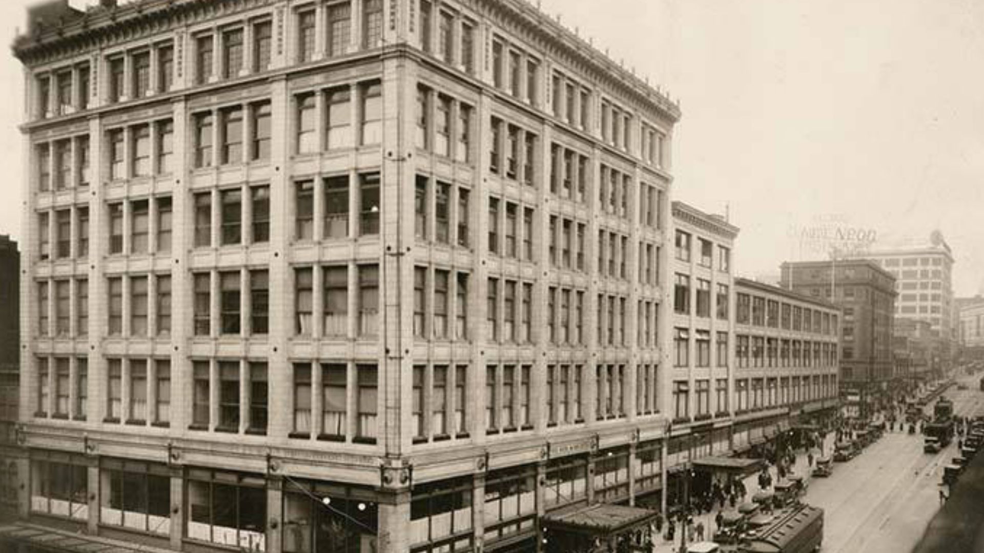 The Bon Marché  was founded in 1890 by German immigrant Edward Nordhoff and his wife Josephine.  Originally located in Seattle's Belltown district at First Avenue and Cedar Street, in 1896 it moved to a more central location downtown at Second Avenue and 