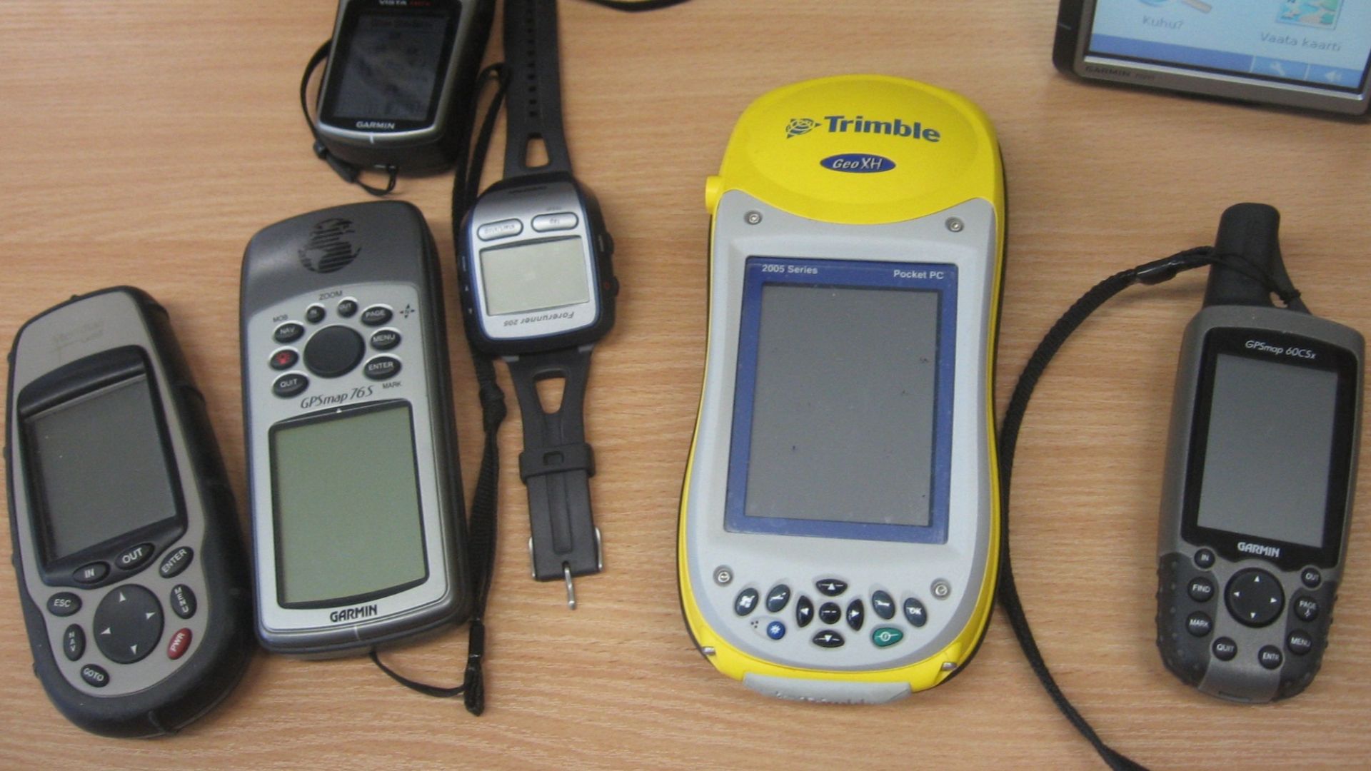 GPS Receivers. Models include Garmin eTrex Vista HCx, Garmin Nuvi, Magellan Meridian, Garmin GPSMAP 76S, Garmin Forerunner 205, Trimble GeoXH 2005, Garmin GPSMAP 60CSx.