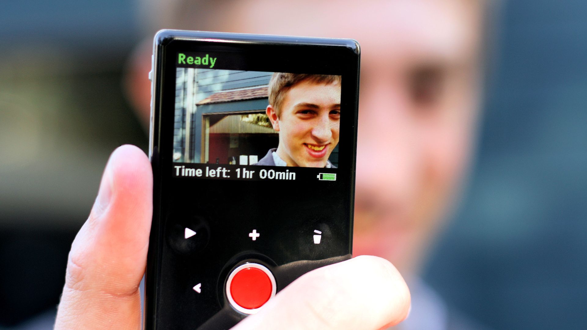 The rear LCD display on a Flip Video camera