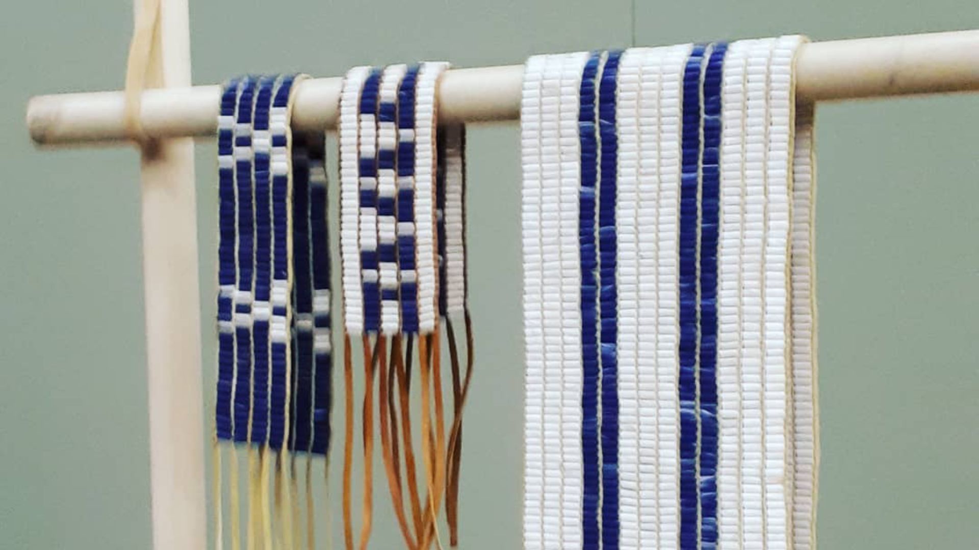 Traditional Native American wampum belts, on display at The Link in Sutton, Ontario, during a presentation by Brian Charles, an off-reserve Band Member of the Chippewas of Georgina Island.