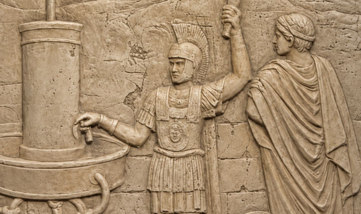 Greek Hydraulic Telegraph of Aeneas relief
