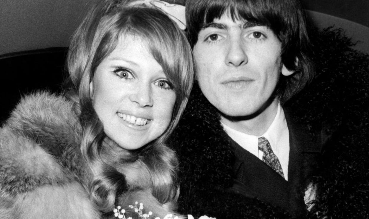 UNITED KINGDOM - JANUARY 20: Photo of George HARRISON and BEATLES; of The Beatles, marriage to Patti Boyd at Epsom register Office, Surrey