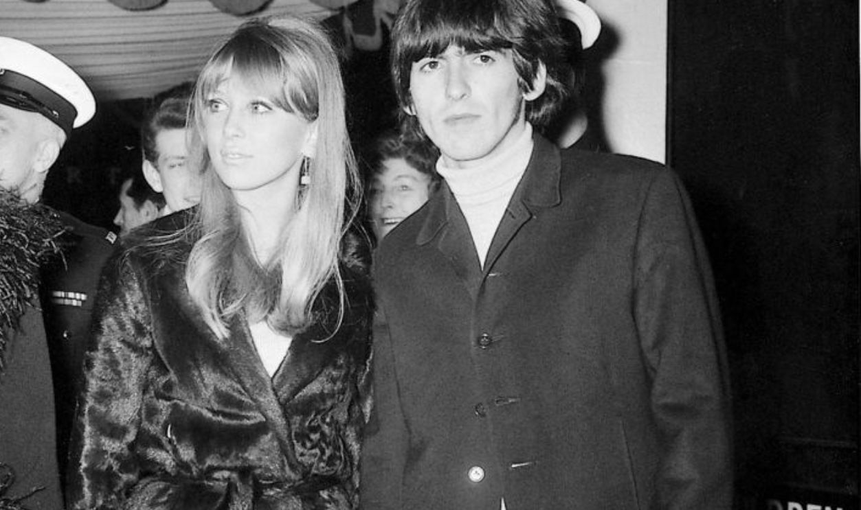 Cilla Black with Pattie Boyd and George Harrison at the premiere of Alfie, Plaza Cinema, London. All four Beatles and ladies attended. Jane Asher co-starred in the film and Cilla sang the theme song. 24th March 1966. 