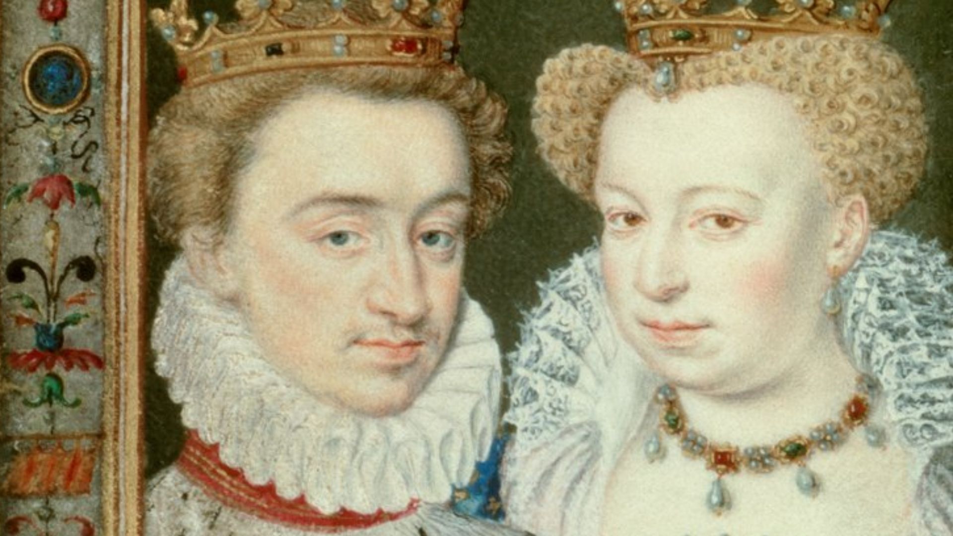 Henri et Marguerite, roi et reine de Navarre (vers 1572). Miniature du livre d'heures de Catherine de Médicis.