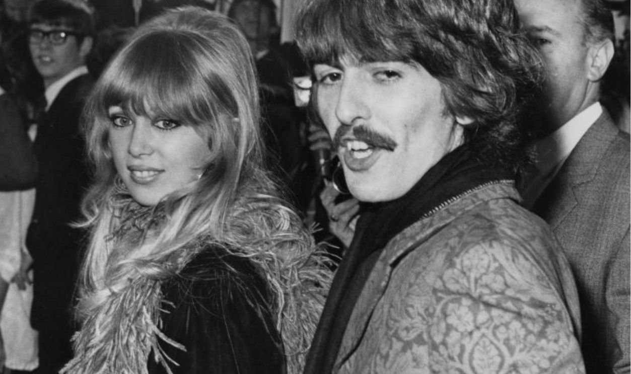 Musician George Harrison (1943 - 2001) of English rock band the Beatles with his wife, model Pattie Boyd, London, 1969. 