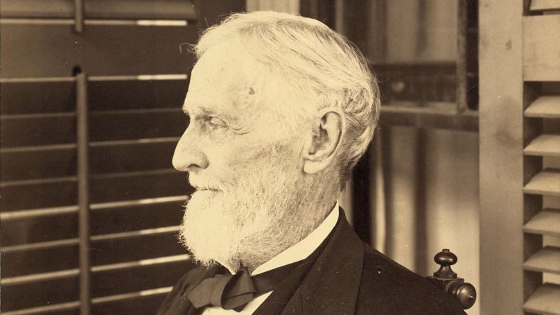Profile portrait of former Confederate States of America president Jefferson Davis, taken by Philadelphia photographer Edward Livingston Wilson, circa 1885.