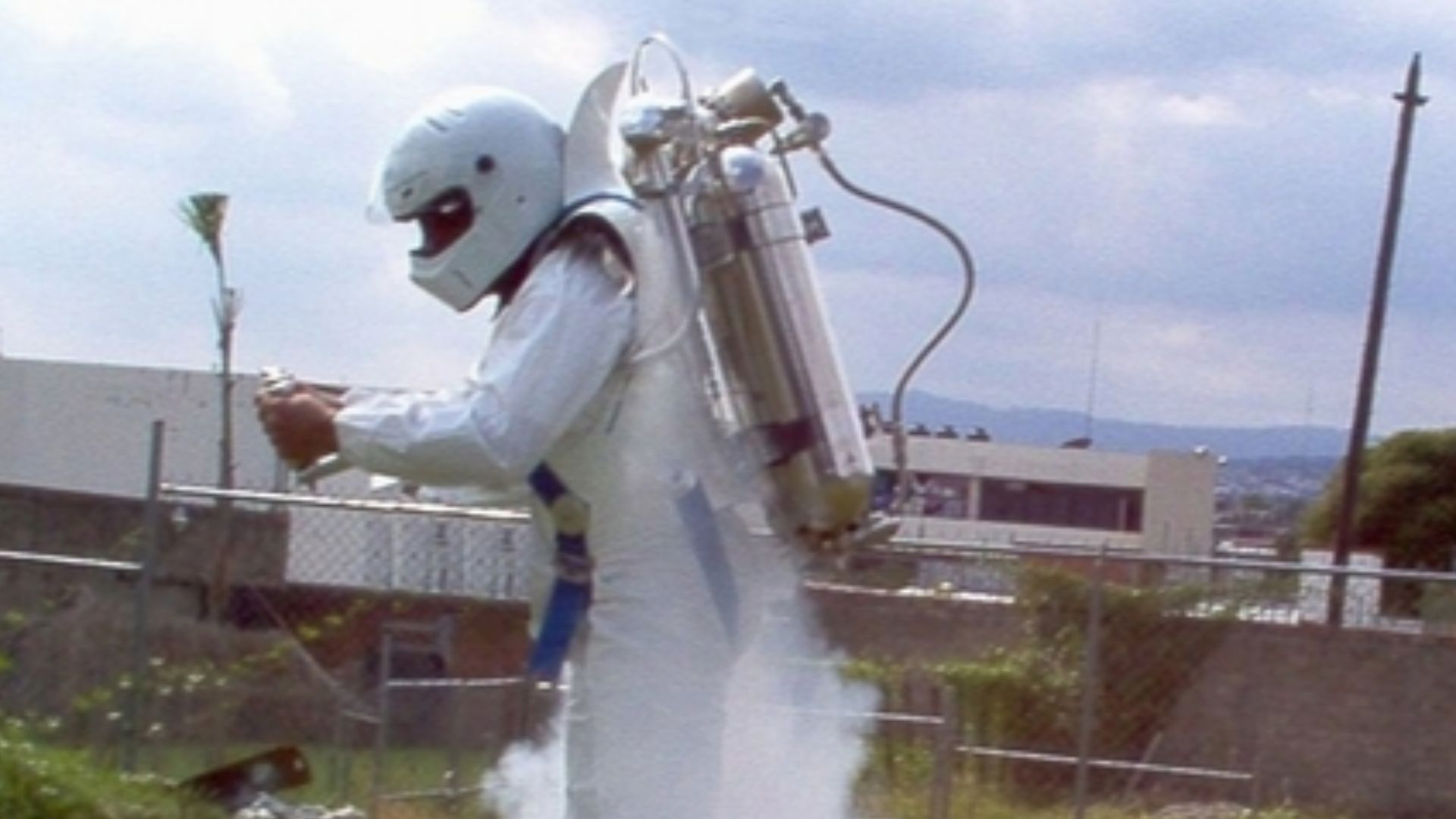 Juan Manuel Lozano flying one of his Rocket Belts