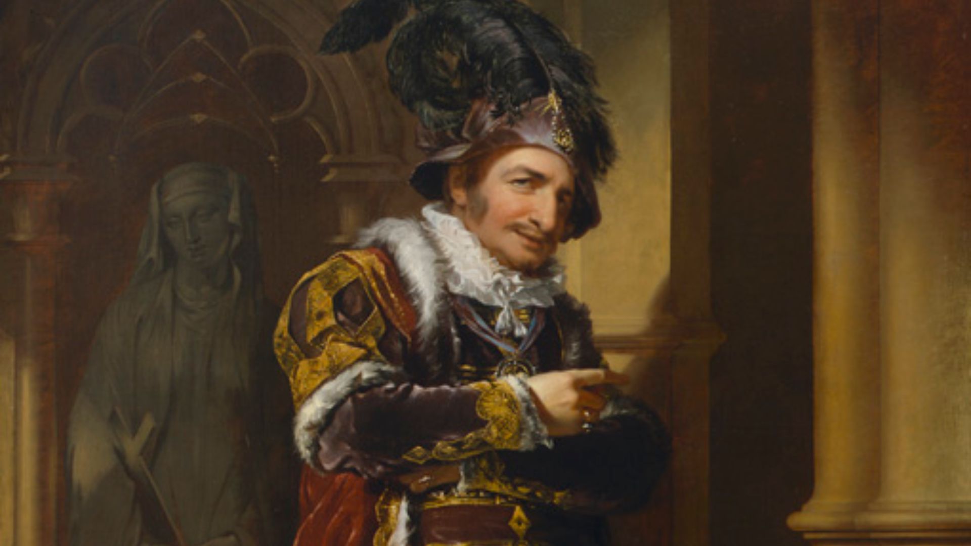 George Frederick Cooke as Richard III
Thomas Sully
ARTIST	Thomas Sully
DATE OF BIRTH	(1783-1872)
DATE	1811-12
MEDIUM	Oil on canvas
DIMENSIONS	94 7/8 x 60 1/2 in. (240.9825 x 153.67 cm.)
ACCESSION #	1812.1
CREDIT LINE	Gift of friends and admirers of the ar