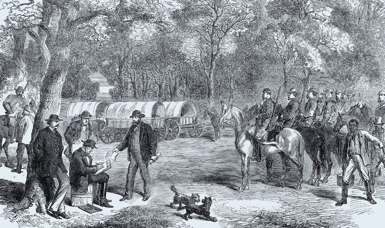 Gettyimages - 183975748, End Of The American Civil War; The Last Days Of The Confederate End Of The American Civil War; The Last Days Of The Confederate Government, Mr. Jefferson Davis Signing Acts Of Government By The Roadside, 22 July, 1865 