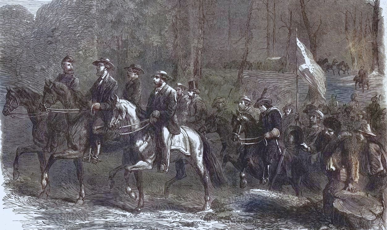 Gettyimages - 1371472313, End of the American Civil War. End of the American Civil War Flight of President Jefferson Davis and His Ministers Over the Georgia Ridge Five Days Before His Capture 1 July 1865.