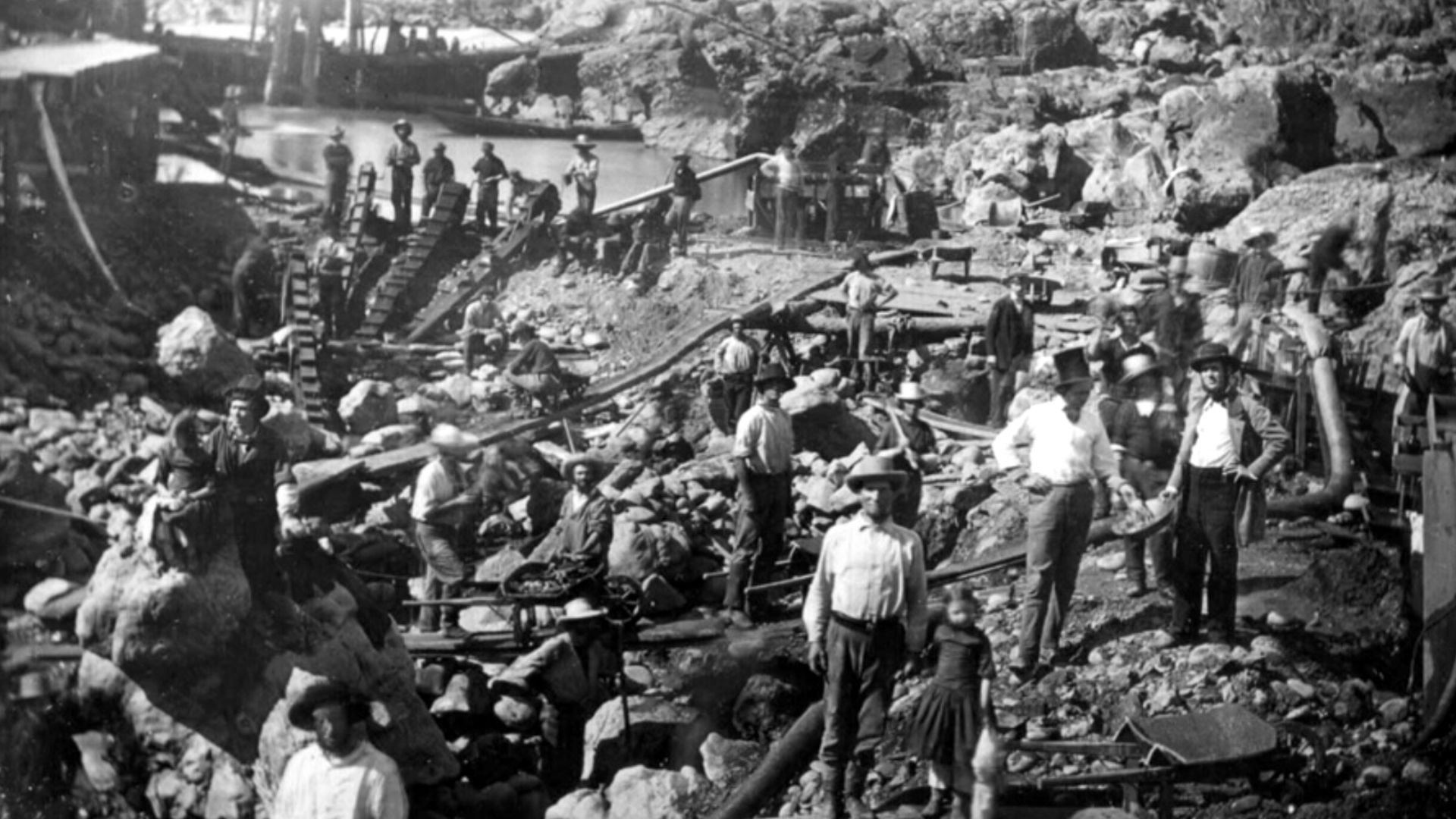 Mining on the American River near Sacramento, circa 1852; Whole plate daguerreotype