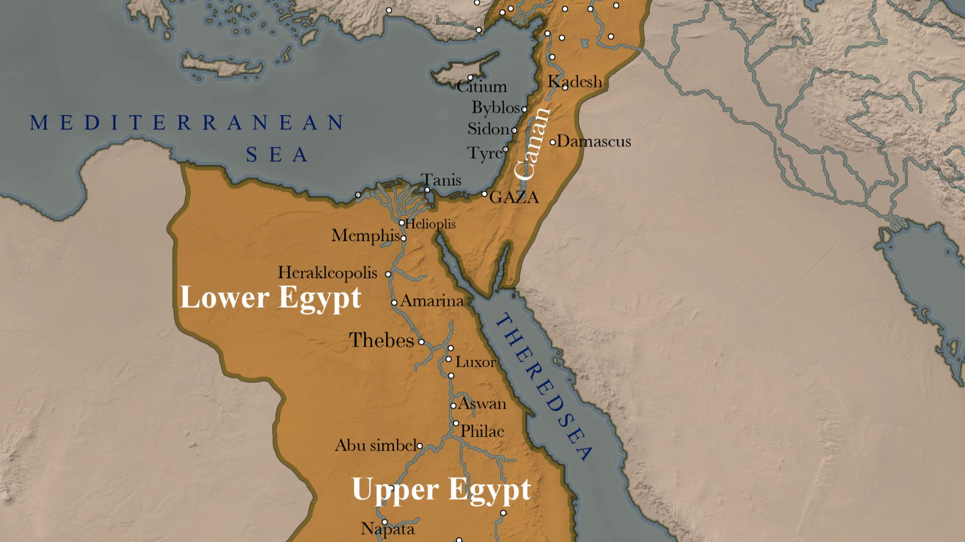 an incorrect map of the new kingdom of egypt in 1453 bc under thutmose iii in it's golden age