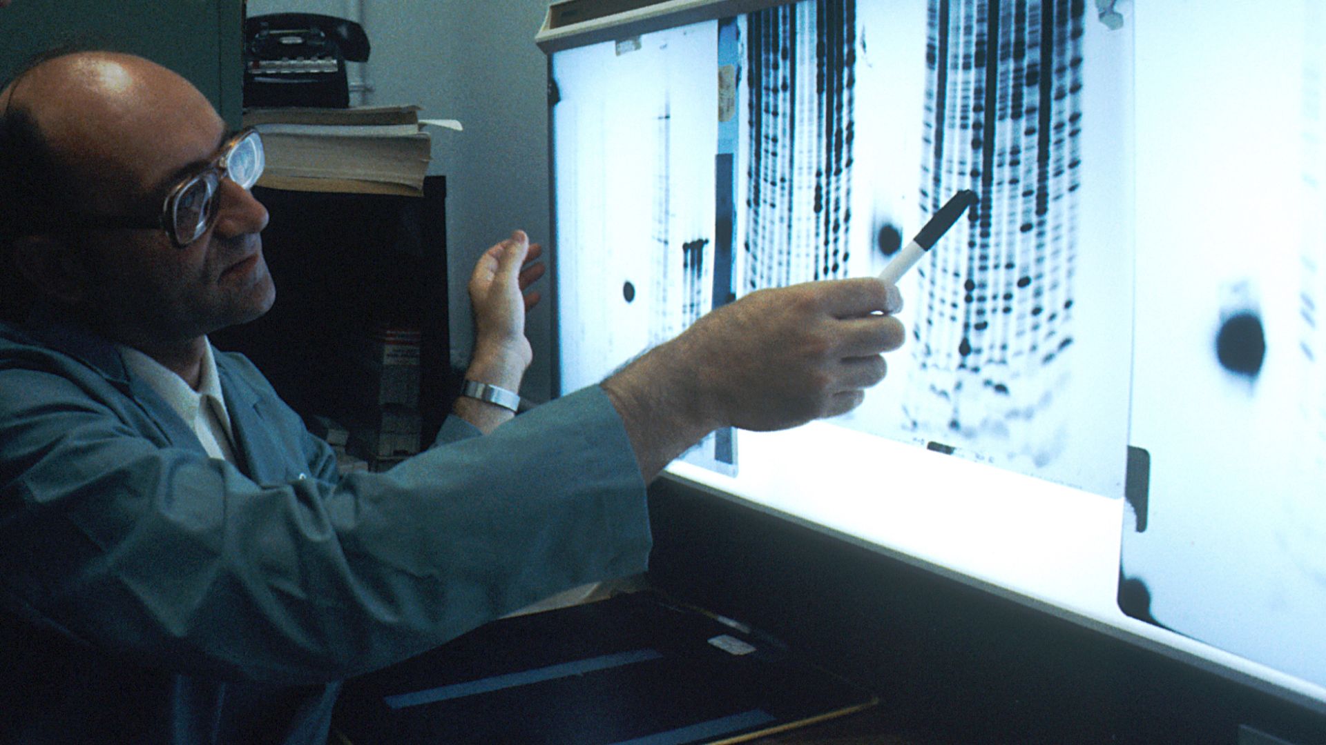 Title DNA Sequencing
Description Two male scientists wearing lab coats in a laboratory looking at a highlighted light board, reading the genetic code in the DNA.
Topics/Categories  People -- Adult People -- Health Professional Science and Technology -- Ge