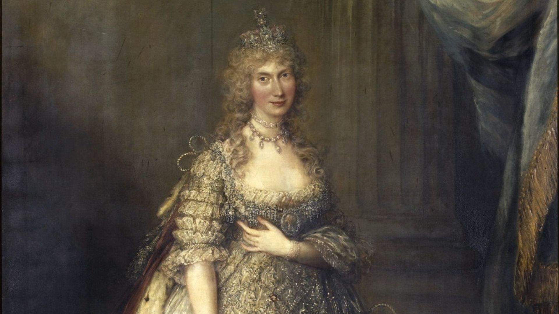 Caption from the museum's website   /     Gallery label



Caroline of Brunswick married her first cousin, George, Prince of Wales on 8 April 1795. Later in the month the Prince told John Hoppner that the King (George III) wished for a portrait of the bri
