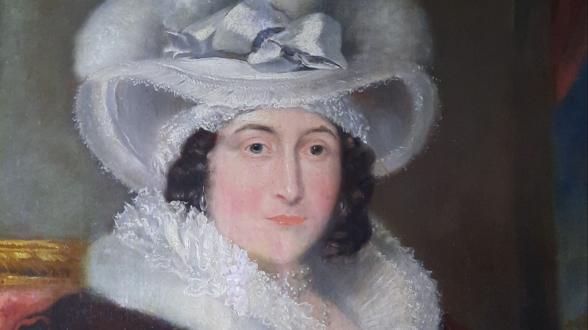 Caroline of Brunswick, Queen of the United Kingdom and Hanover, wife of King George IV, photo of a portrait painting by Abraham Wivell 1820 (attributed), oil on canvas, 58 cm x 72 cm, painting in private ownership. Reference: the comparable engraving by J