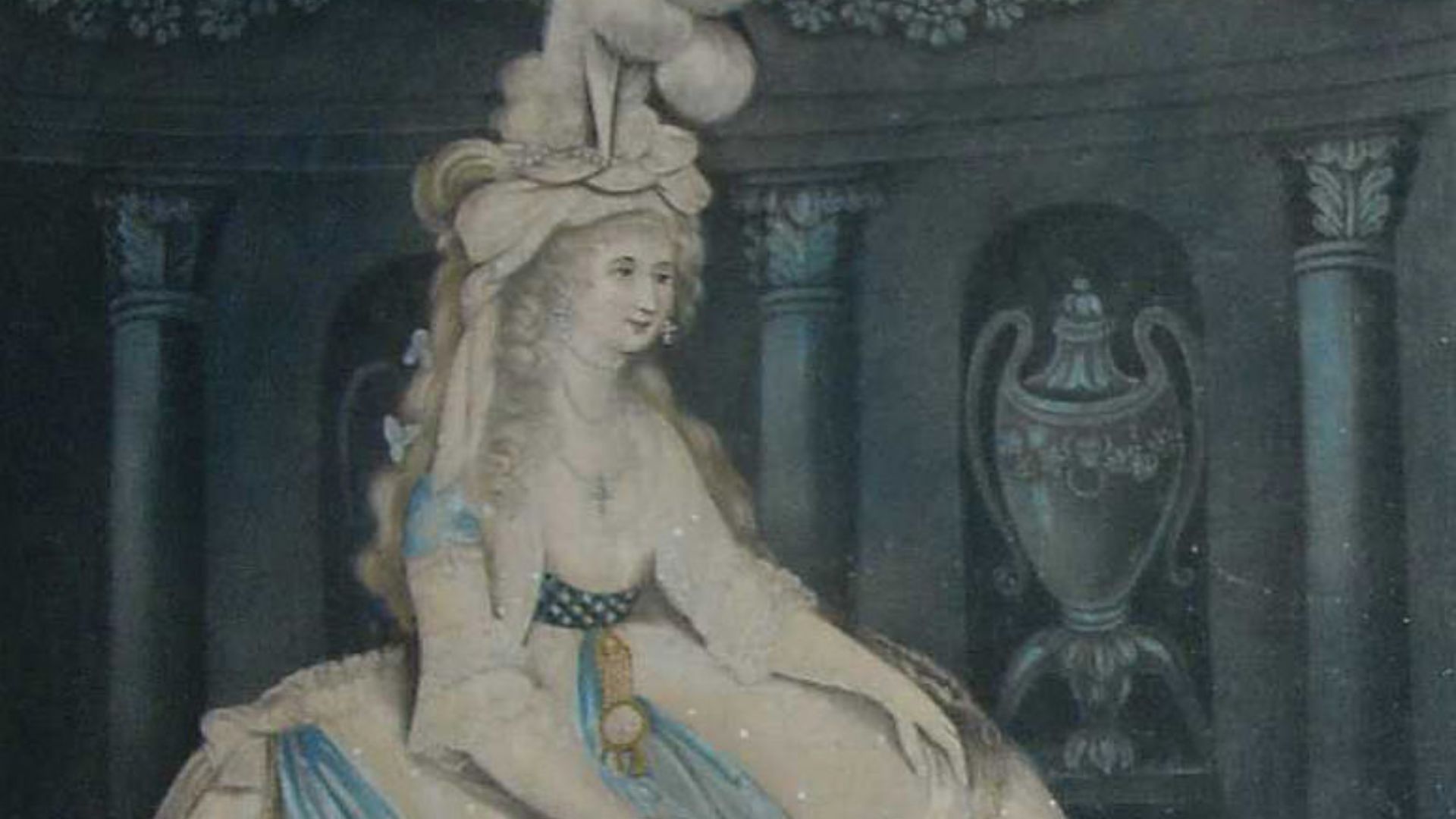 Caroline Princess of Wales, wearing a lavish dress and a high head-dress of feathers.
Iconographic Collections
Keywords: Royalty; Costume