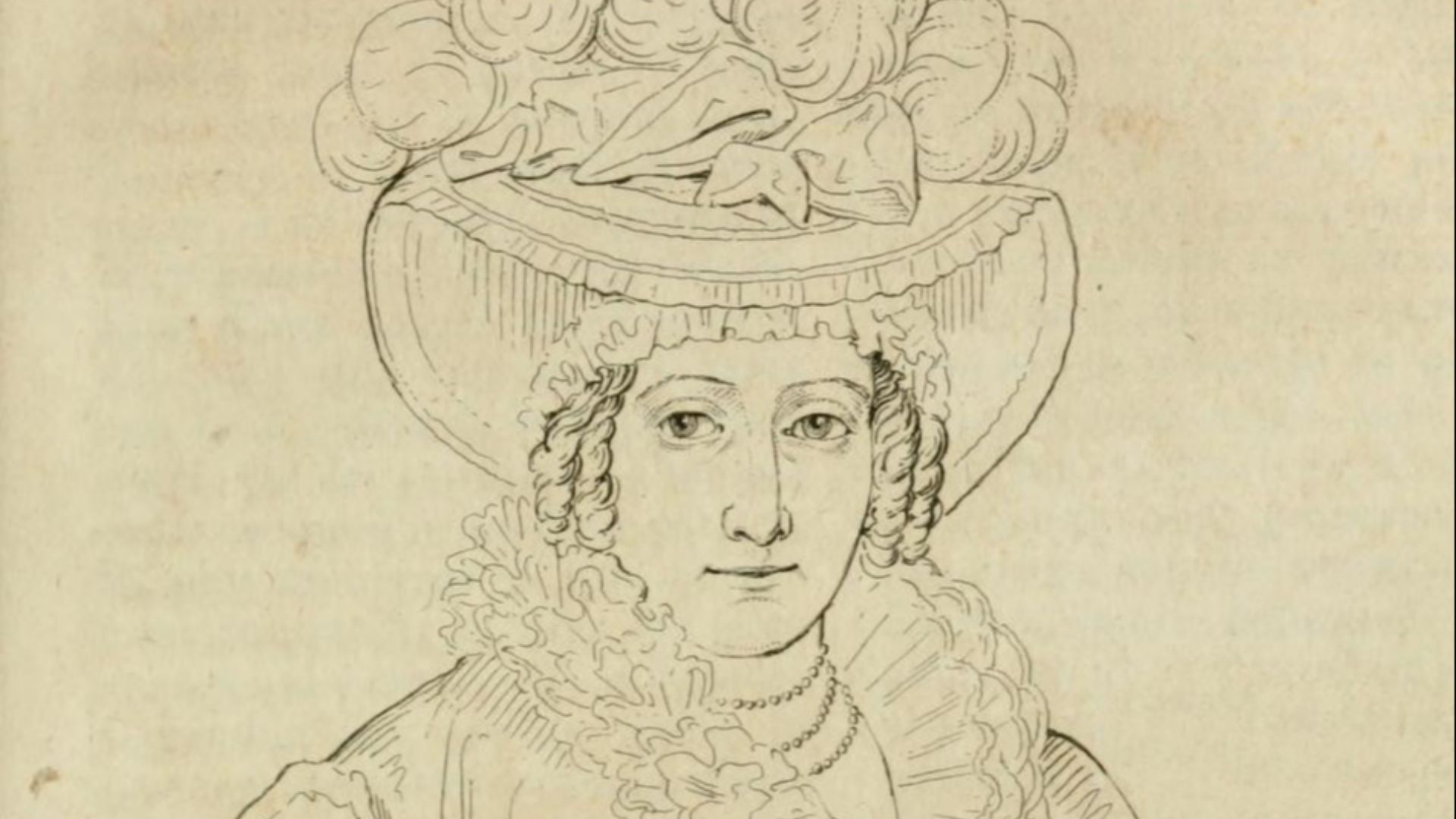 Caroline de Brunswick ; simple portrait à la plume et gravé