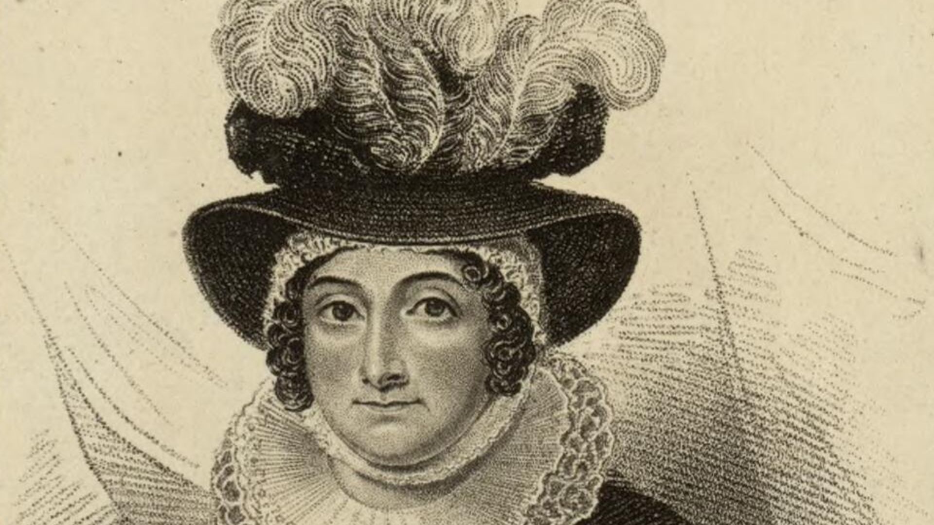 A portrait from the Welsh Portrait Collection at the National Library of Wales. Depicted person:  Caroline of Brunswick – Queen consort of the United Kingdom and Hanover from 1820 to 1821