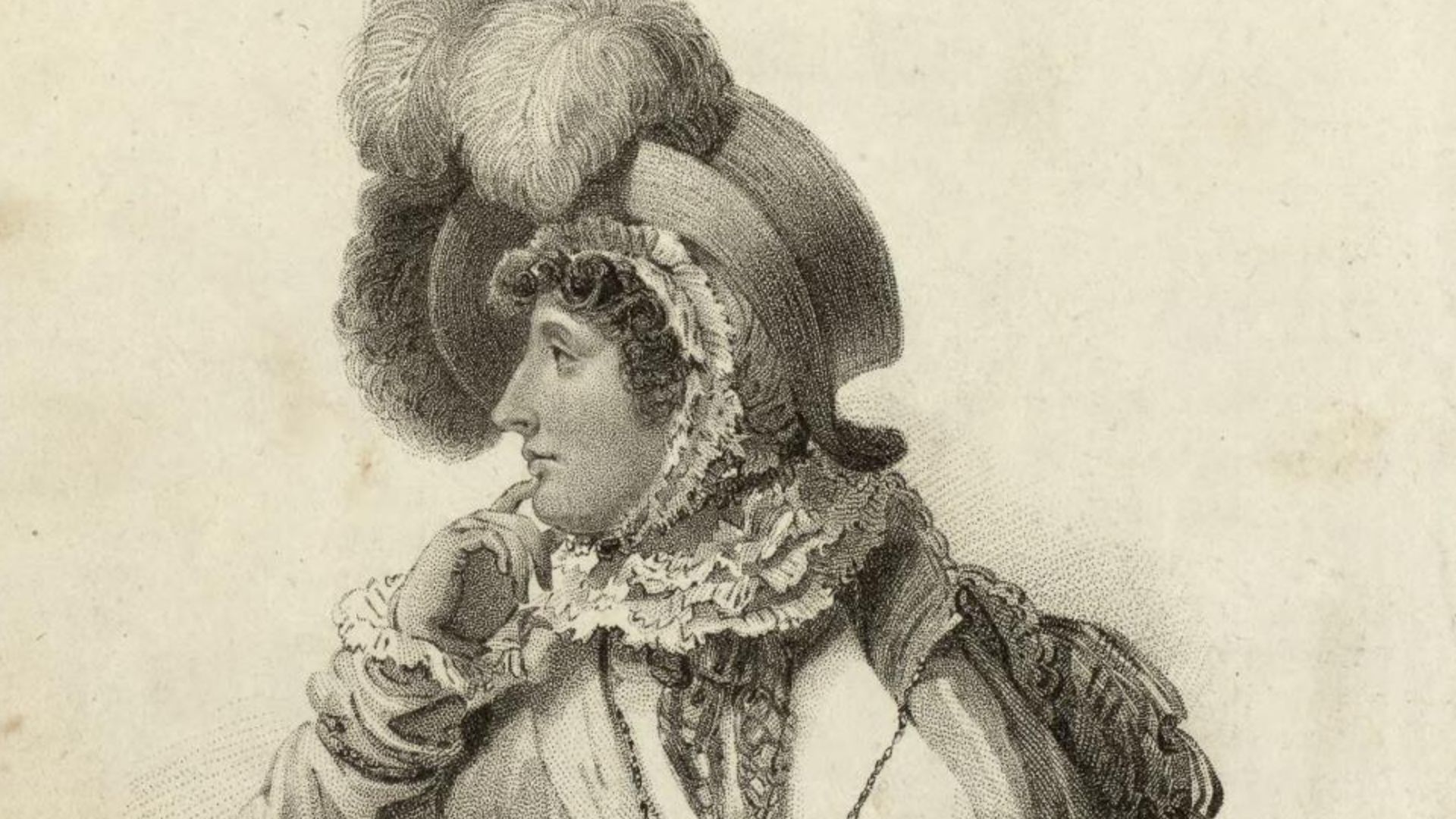 A portrait from the Welsh Portrait Collection at the National Library of Wales. Depicted person:  Caroline of Brunswick – Queen consort of the United Kingdom and Hanover from 1820 to 1821