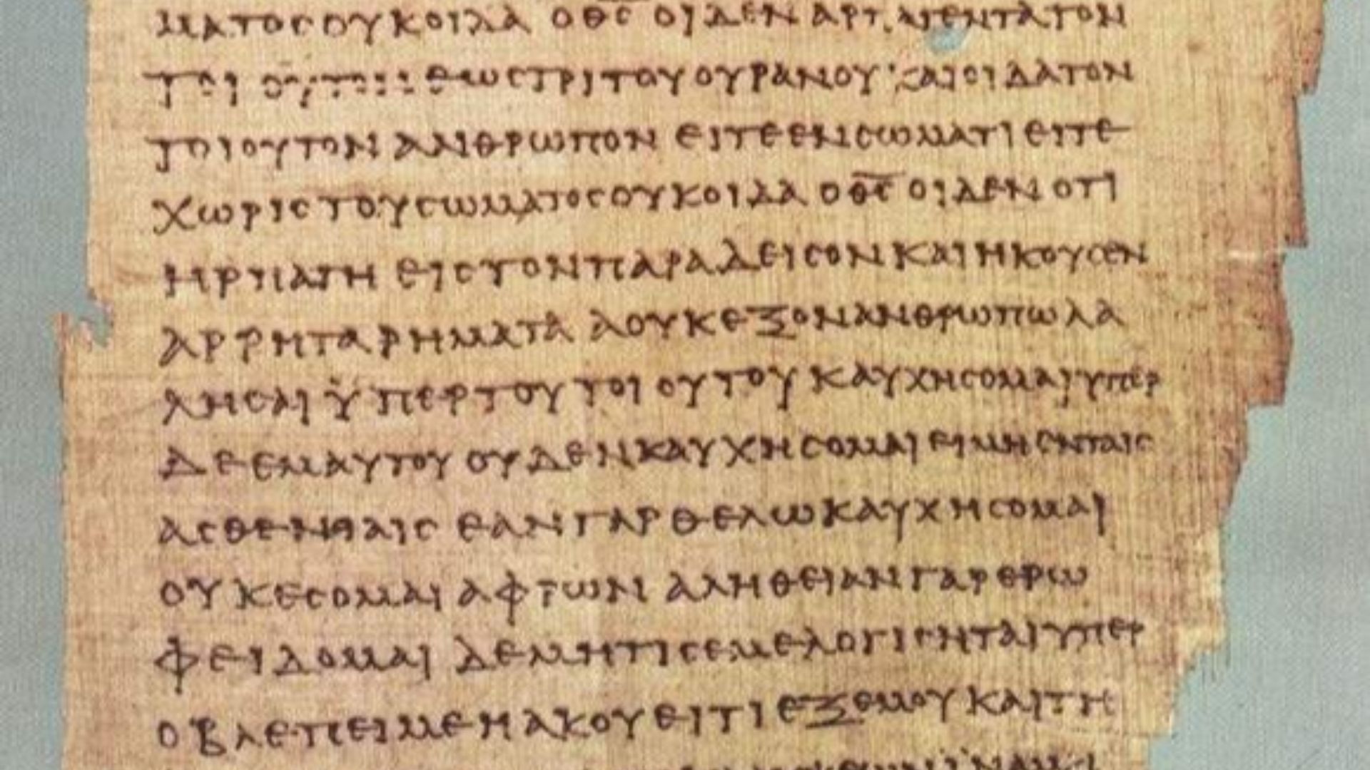 Folio from Papyrus 46, containing 2 Corinthians 11:33-12:9
Transcription with spaces restituted (the bracketed portions are illegible, abbreviated or missing and are not necessarily attested by P46):
εν σαργανη εχαλασθην δια του τειχους
και εξεφυγον τας χ