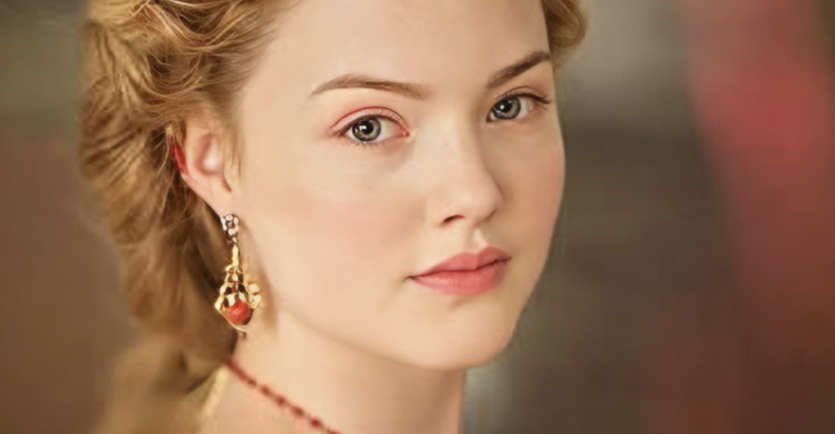 Lucrezia Borgia wearing red dress and jewelry