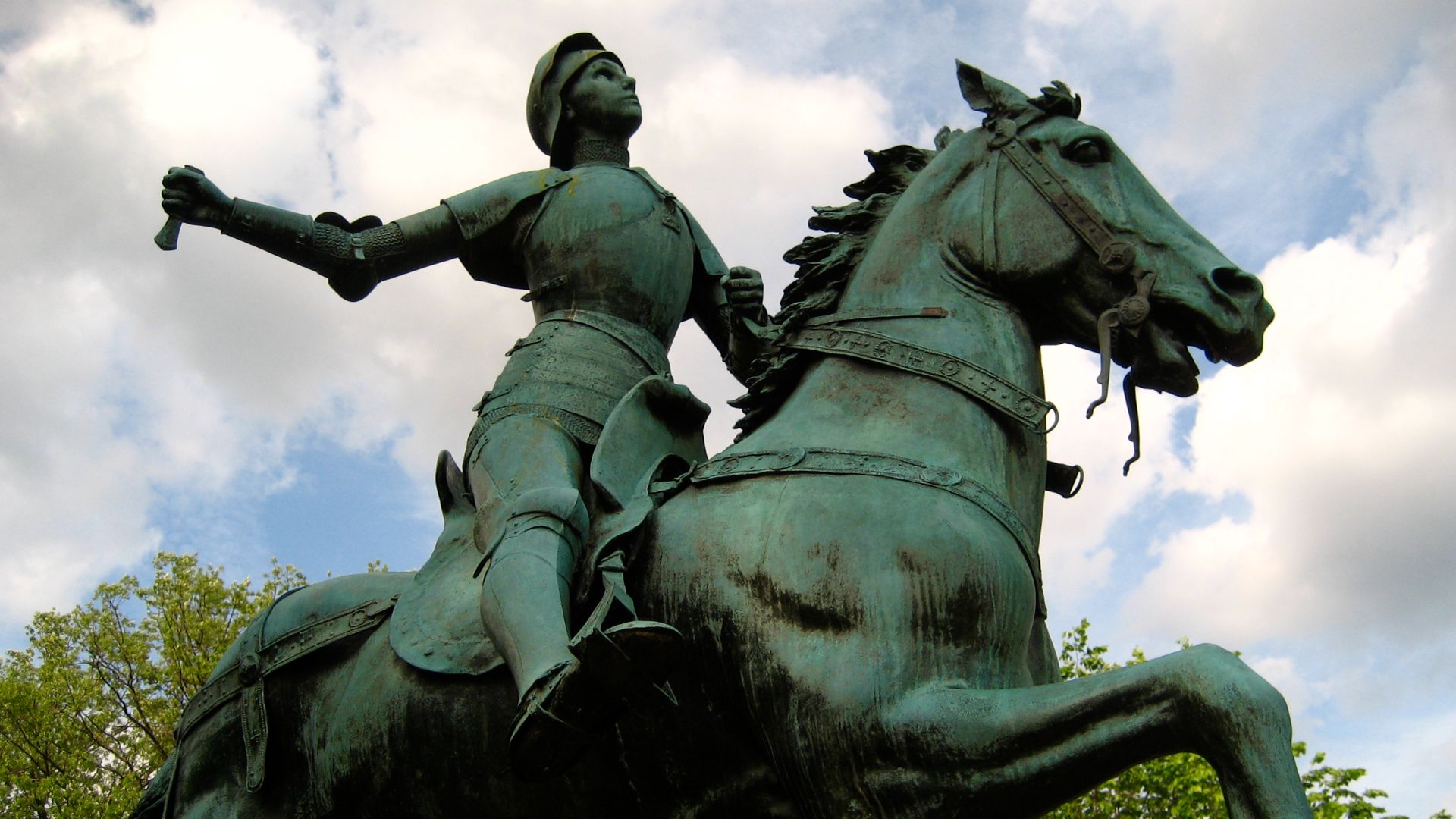 The Joan of Arc statue, the only equestrian statue of a woman in Washington, D.C., located at Meridian Hill Park in the Columbia Heights neighborhood.
