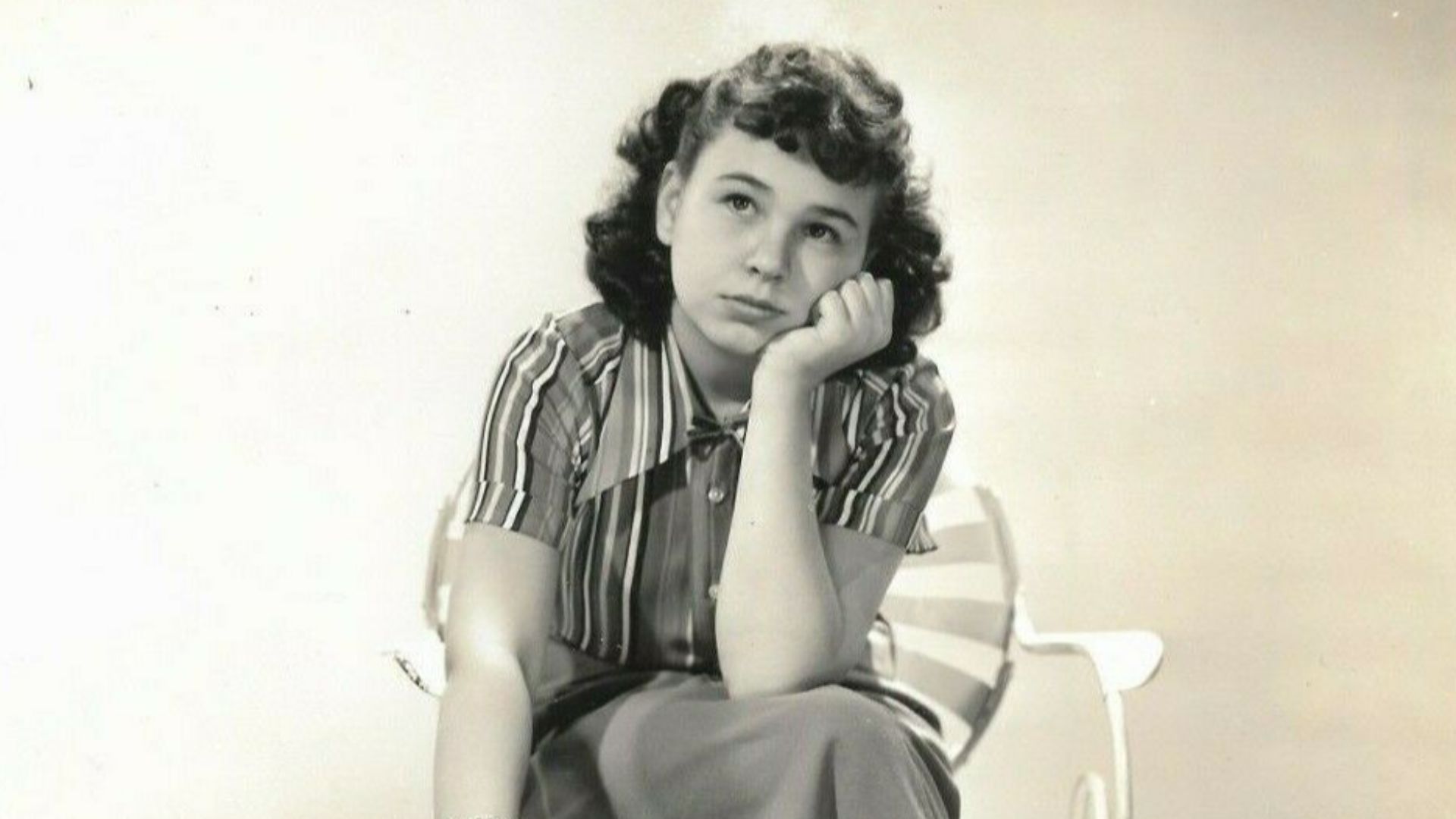 Portrait of actress Jane Withers with ball, 1930s