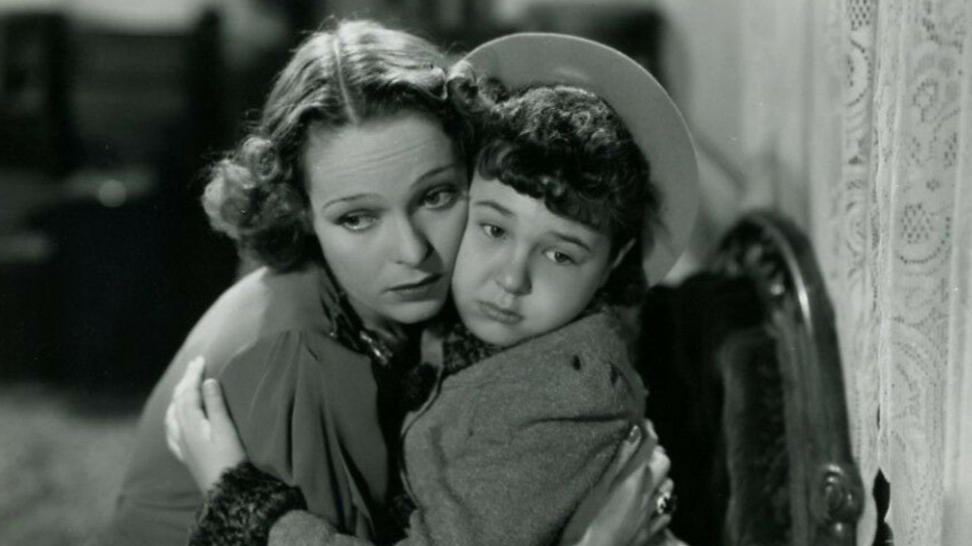 Publicity photo of Sally Blaine and Jane Withers in Angel's Holiday (1937)