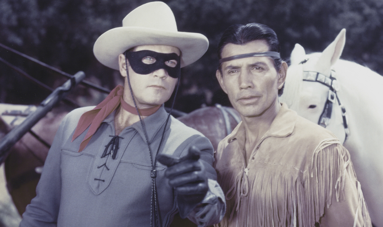 Clayton Moore as The Lone Ranger and Jay Silverheels as Tonto