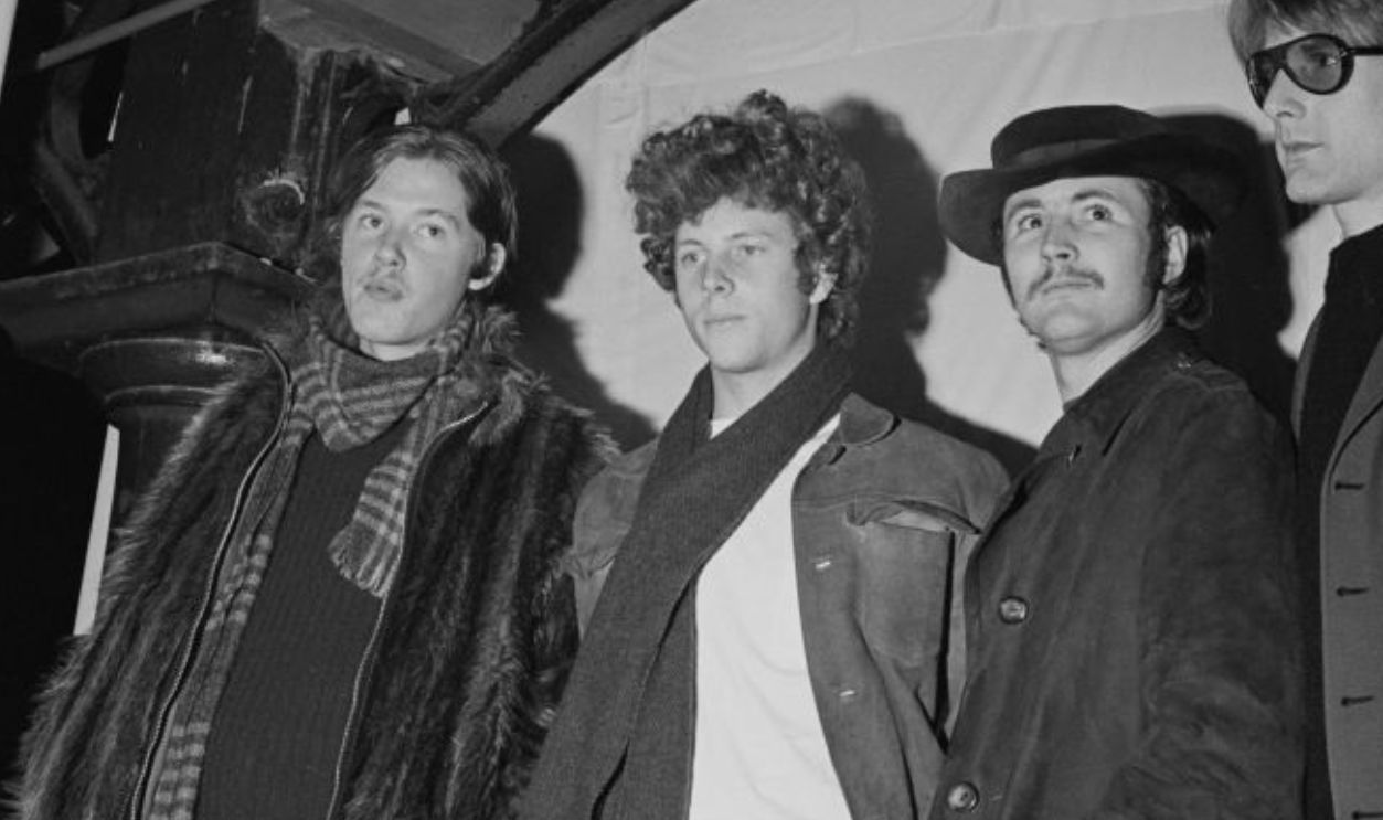 American rock group The Byrds attend a press call in London in February 1967. Members of the band are, from left, Michael Clarke (1946-1993), Chris Hillman, David Crosby (1941-2023) and Roger McGuinn. 