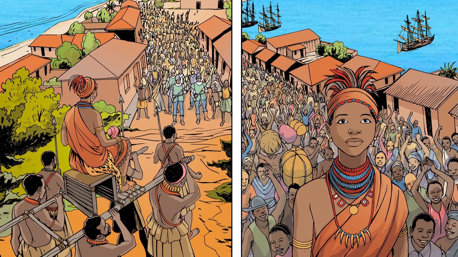 Taken from Nzinga Mbandi: Queen of Ndongo and Matamba from the UNESCO series on women in African history. Illustrations by Pat Masioni